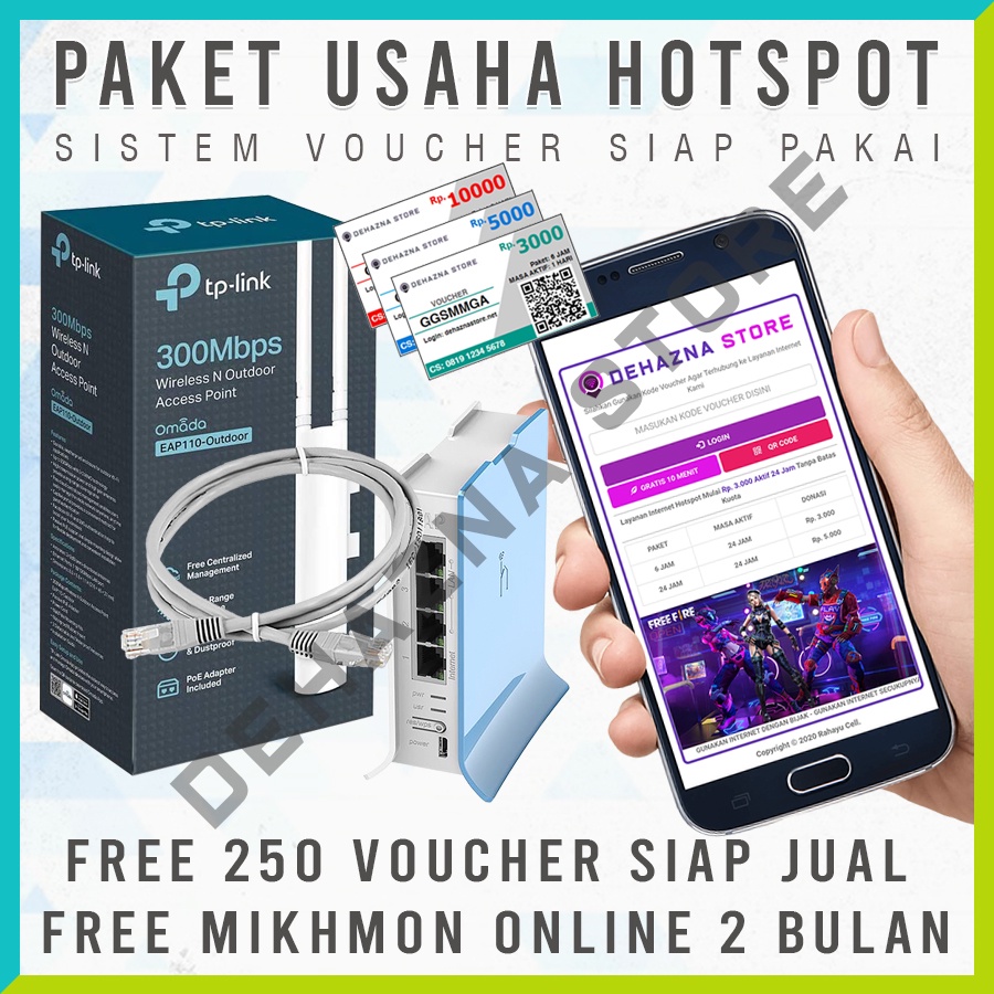 PAKET USAHA WIFI HOTSPOT VOUCHER - MIKROTIK RB941+TP-LINK EAP110 SIAP PAKAI