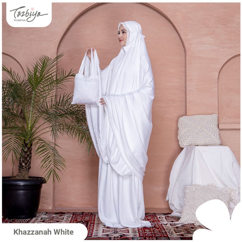 MUKENA TAZBIYA RENDA KHAZZANAH WHITE ALLSIZE MUKENA UMROH &amp; HAJI