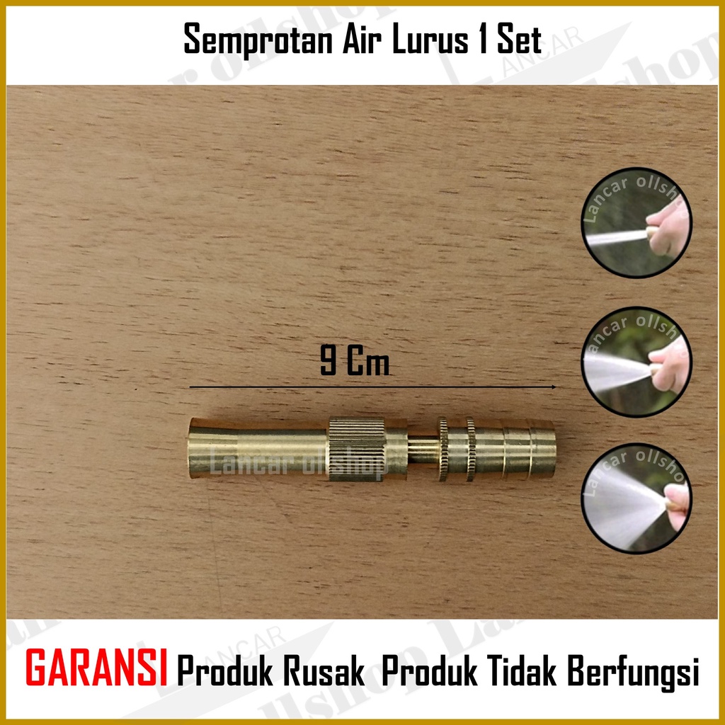 Semprotan Lurus Kuningan Set Klem Hose Konektor Selang Air Siram Taman Cuci Mobil Motor Paket Murah