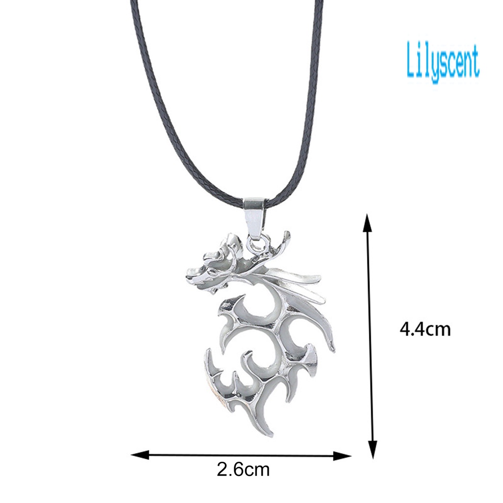 Kalung Liontin Naga Fluorescent Bahan Alloy Warna Silver Untuk Hadiah