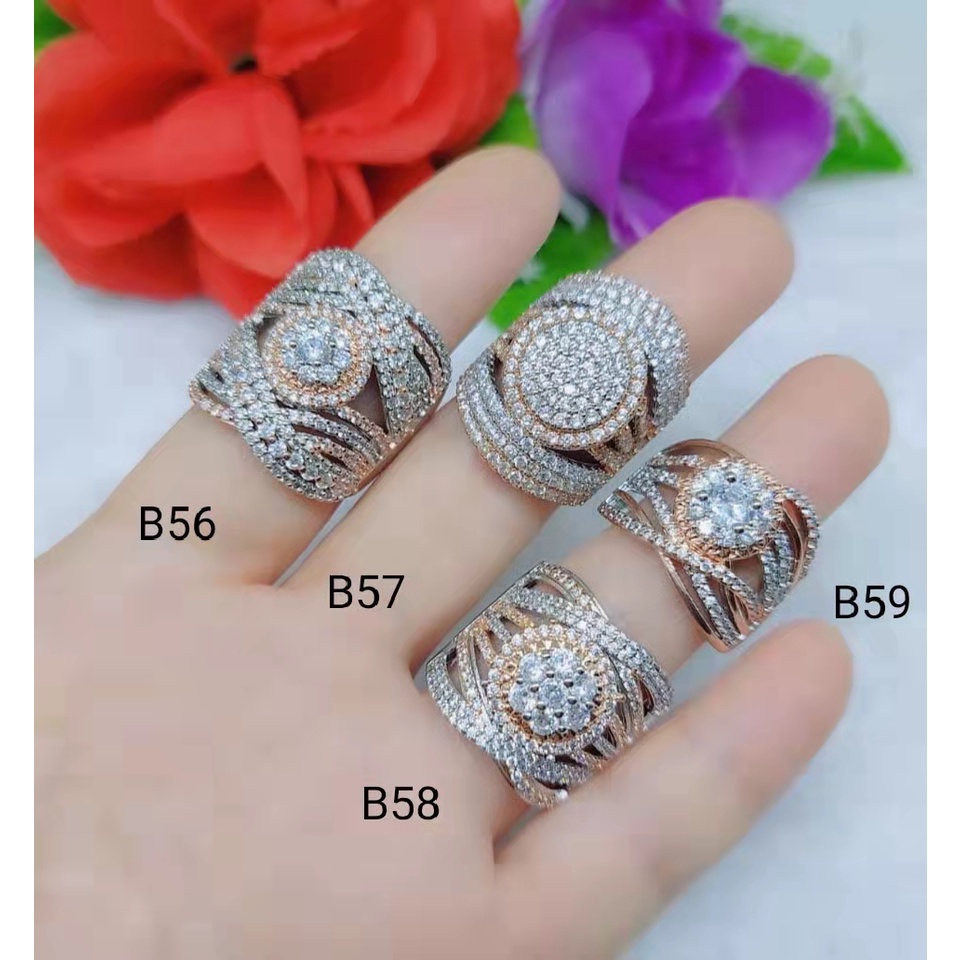 Cincin Kombinasi Permata Lapis Emas Perhiasan Fashion B56-59