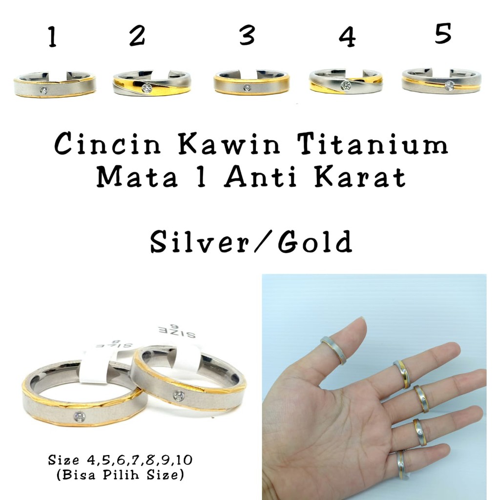 Cincin Kawin Couple Pasangan Titanium Mata 1 Anti Karat Import Premium CN169