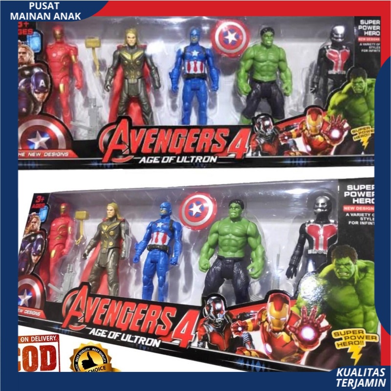 MAINAN ANAK ROBOT ACTION FIGURE Marvel Avengers 5 in1 IRONMAN THOR CAPT AMERICA HULK ANTMAN TERMURAH