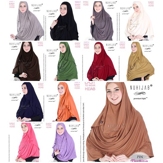 Nuhijab Pashmina Instan Pin Turban - Spandex Rayon - Jual Hijab Muslim Instan Original