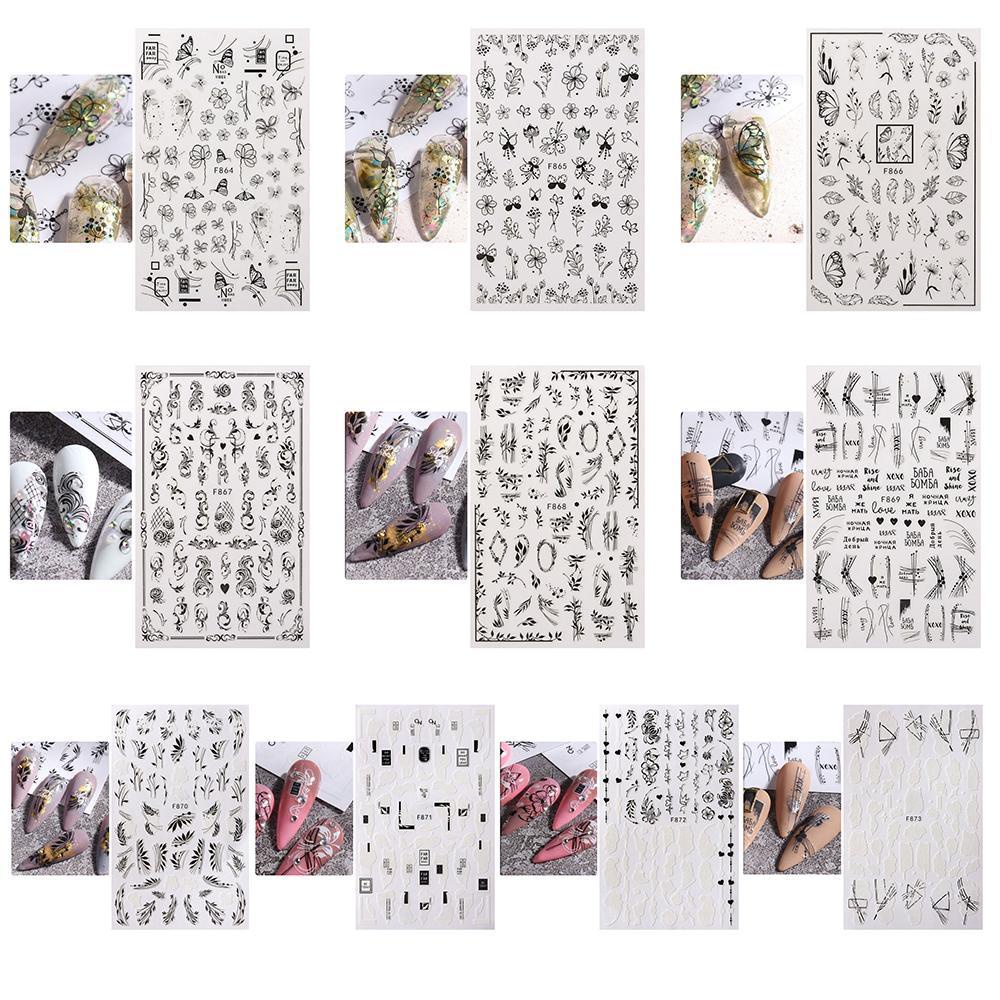 R-flower Nail Sticker Back Lem Decals Bunga Nail Art Dekorasi Daun