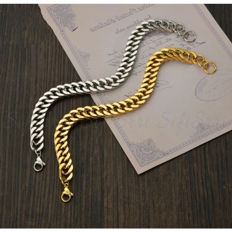 GELANG RANTAI EMAS PRIA TITANIUM STAINLESS STEEL 316L