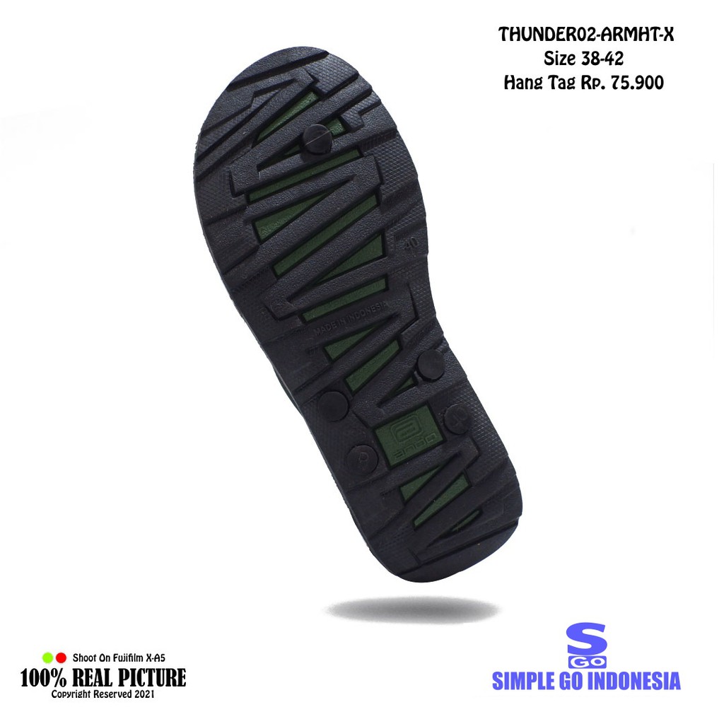 Ando Thunder 02 - Sandal jepit slide pria karet original | Sendal japit cowok lentur model simple matte 38-42