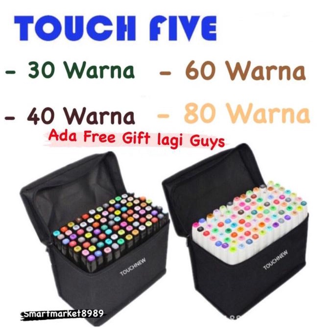 

TouchFive Marker 60 PCS / Twin Marker Sketsa Drawing /Animation Sketsa