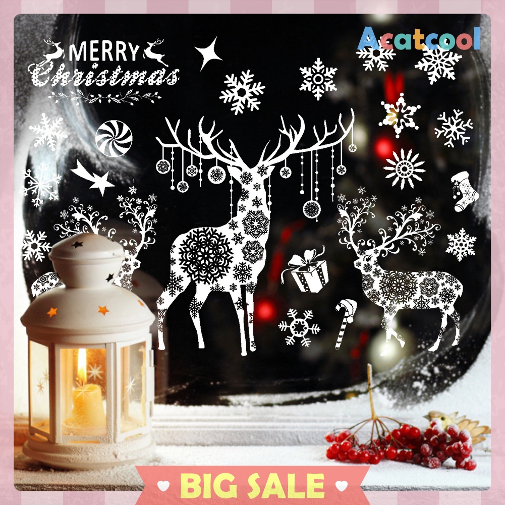 Christmas Removable PVC Static Sticker Xmas Scenery Home Shop Window Decals