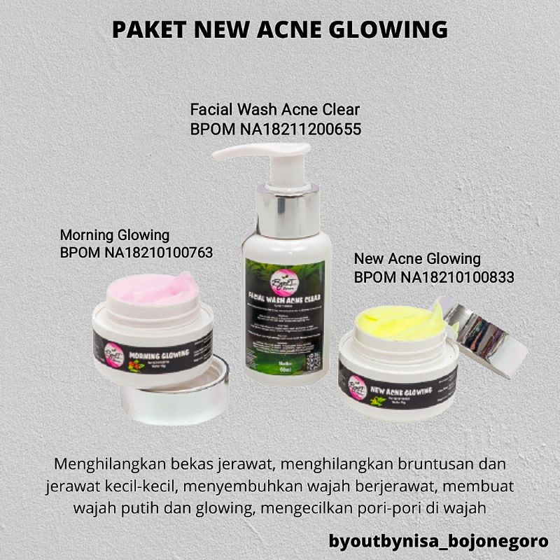 (Exp 26/08/2026) PAKET ACNE GLOWING BYOUT BY NISA PAKET NEW ACNE GLOWING PERAWATAN WAJAH BERJERAWAT 