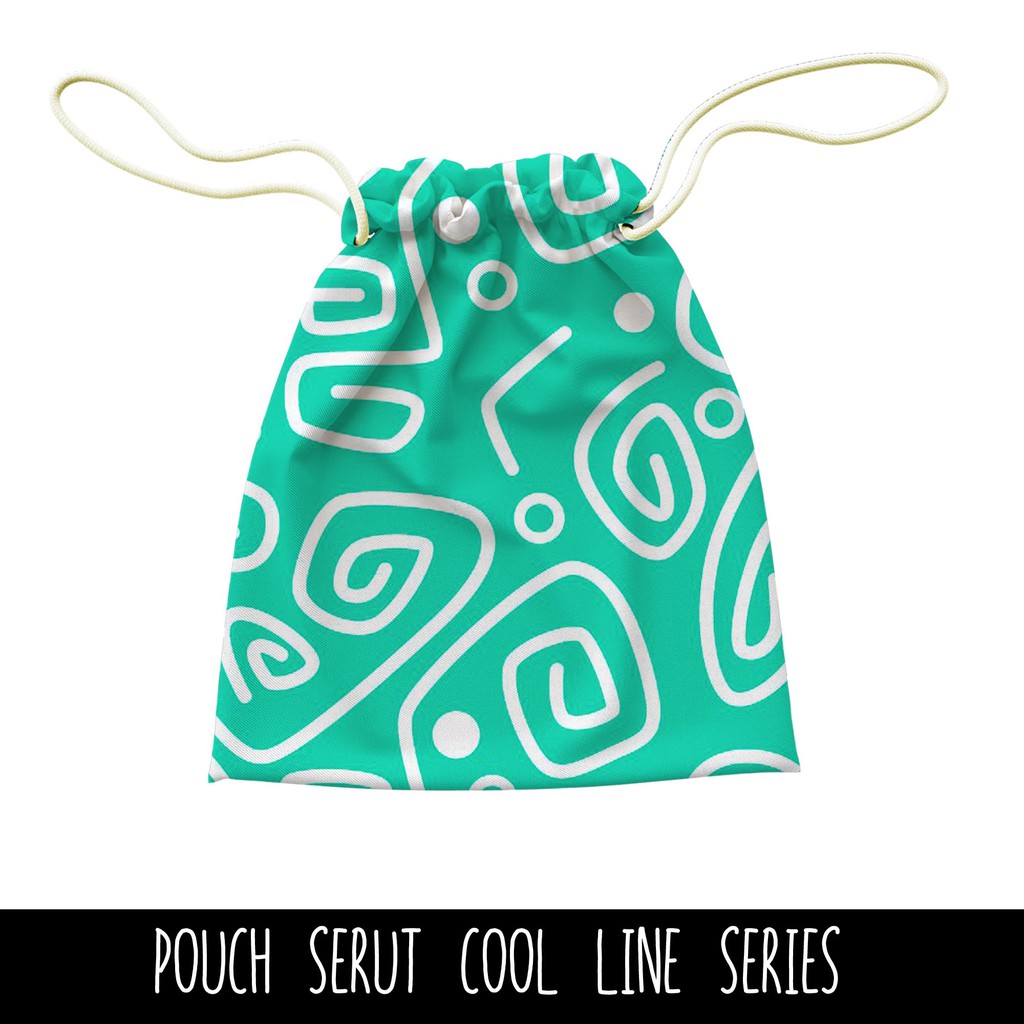 Full Print Pouch Serut Cool Line Pattern Bisa Request Tulisan