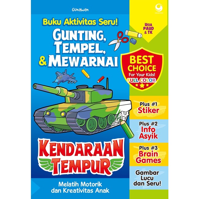 

BUKU Seri Gunting, Tempel, & Mewarnai : Kendaraan Tempur