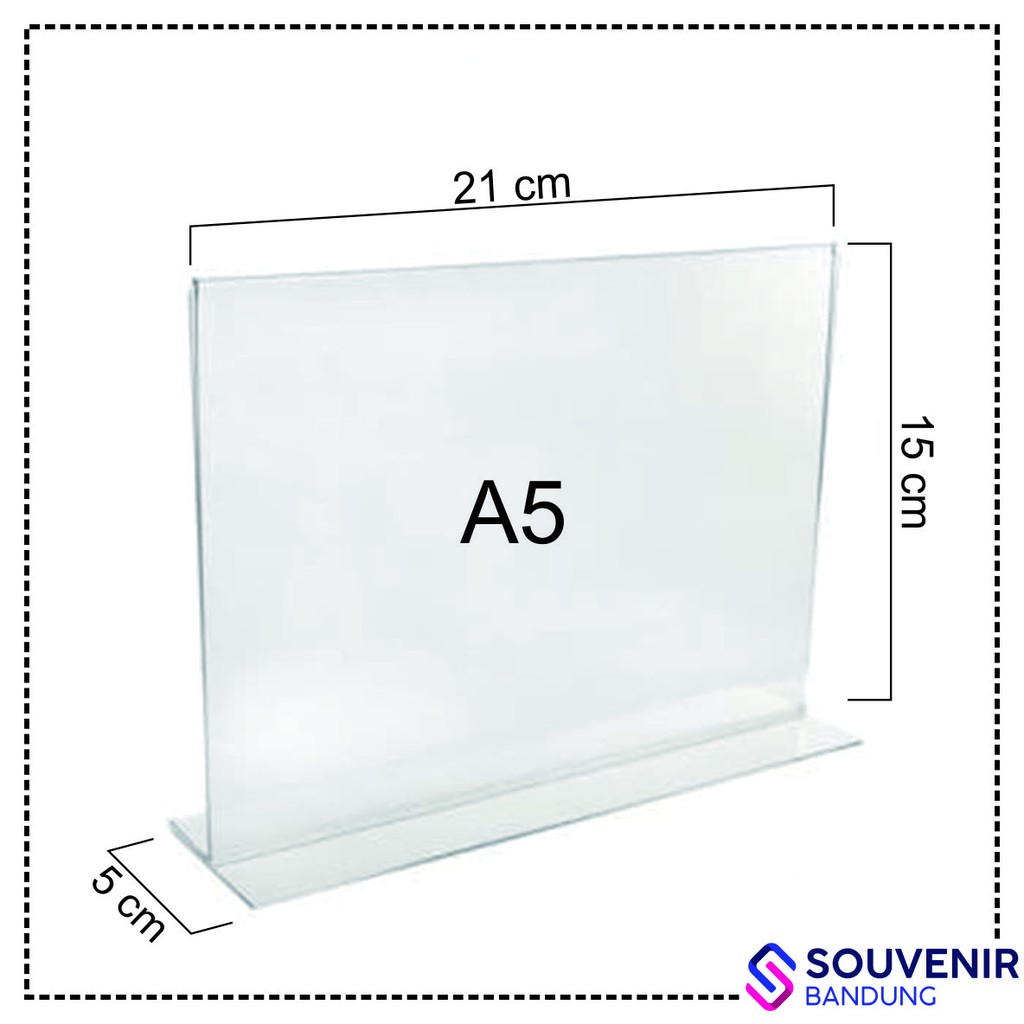 Display menu akrilik Standing Acrylic Papan Tempat Meja Minimalis Landscape A6 A5 A4