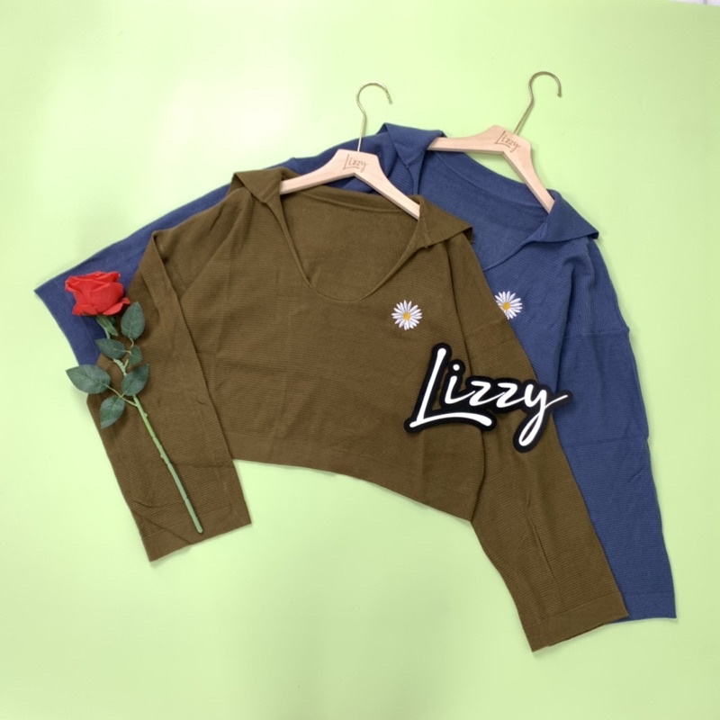 Lizzy - SWEATER CROPTY ENZO BORDIR DAISY PREMIUM