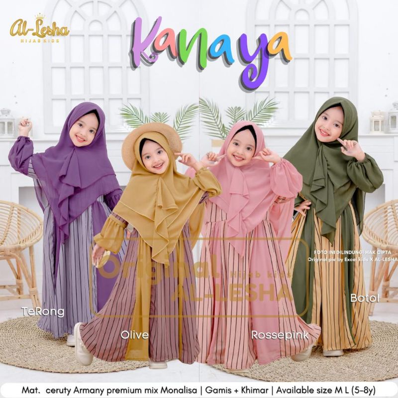 kanaya syar'i ori al-lesha set gamis kerudung anak berlabel