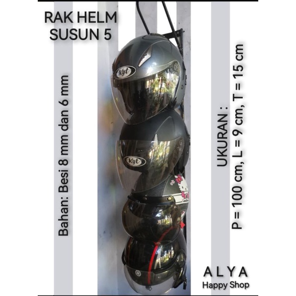 Jual Gantungan Helm / Rak Helm susun 5 / Gantungan Helm susun 5/ Tempat ...