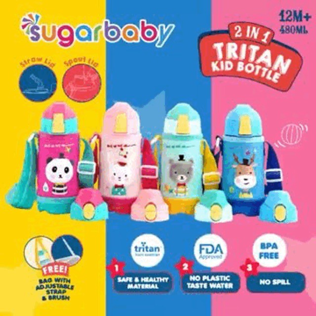 Botol Sugar Baby SugarBaby Tritan Sippy Star, Rabbit, 2in1, Kid Bottle BOTOL MINUM ANAK MURAH