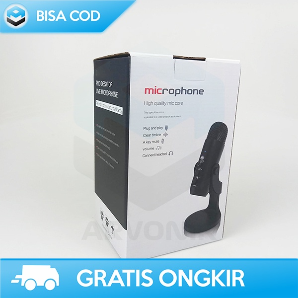 MICROPHONE KONDENSOR STAND MIC REKAMAN ICREATIVE USB TYPE C 3.5MM PLUG