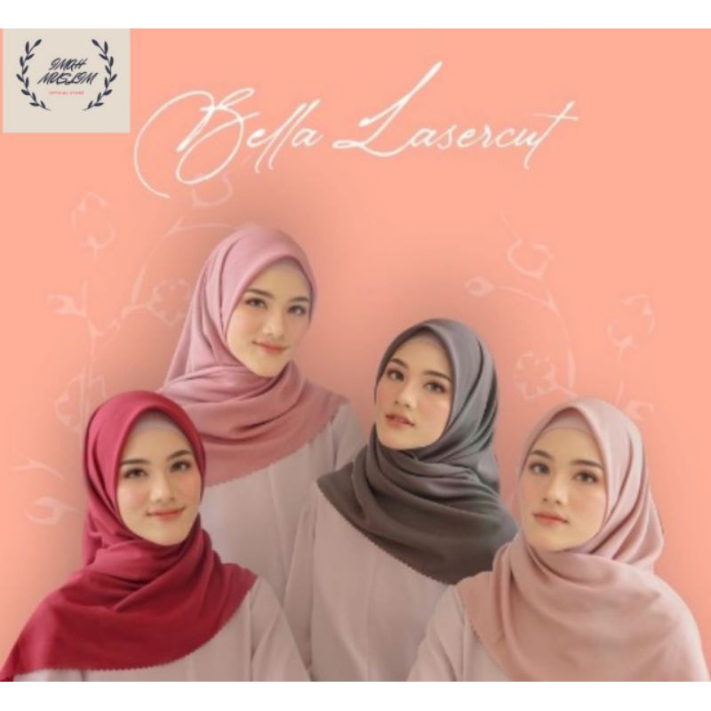 HIJAB SEGI EMPAT BELLA LASERCUT BELLA SQUARE POTTON LASERCUT POLLYCOTTON PALING MURAH