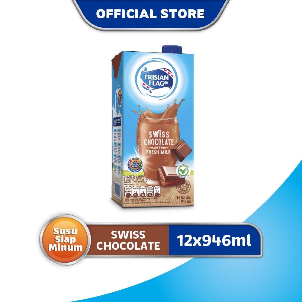 

Frisian Flag UHTM Swiss Chocolate Carton Pack 946 ml x 12 pcs