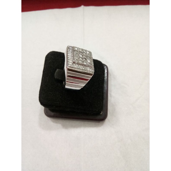 cincin full berlian pria ring perak full berlian eropa putih ringsize 18/19