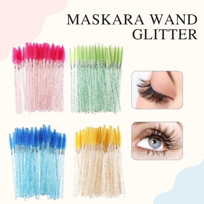 Sisir Kuas Maskara Gliter Spoolie Brush Mascara Wand Gliter Sikat Alis Bulu Mata Eyelash Extention Spoolers Makeup