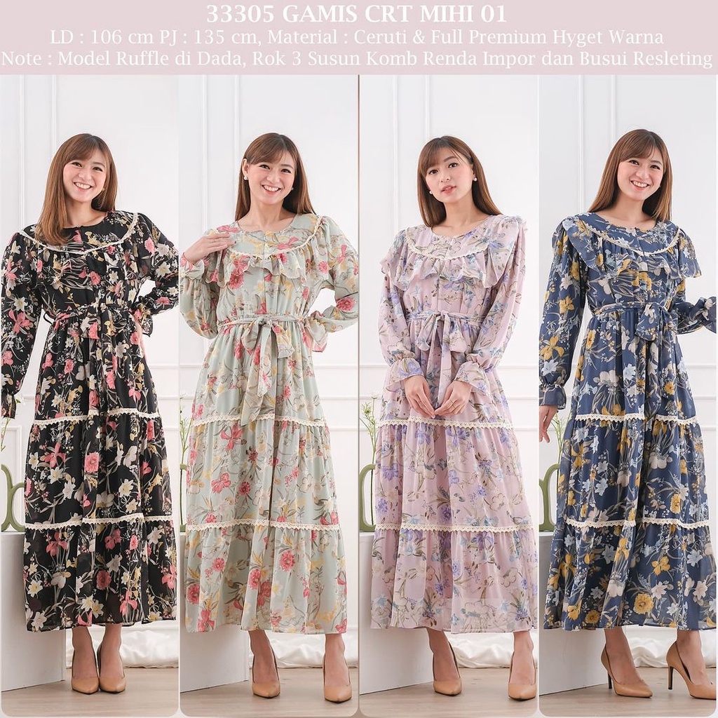 Gamis Ceruty Korea - Part 1  Seruty Dress Muslim Maxi Full Furing