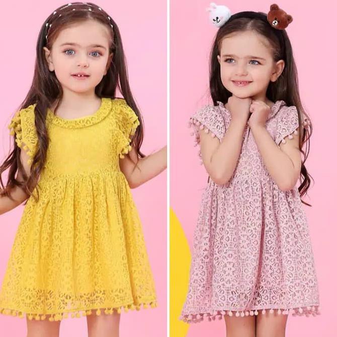 Dress Gaun Pesta Anak Brukat Lace Tassel