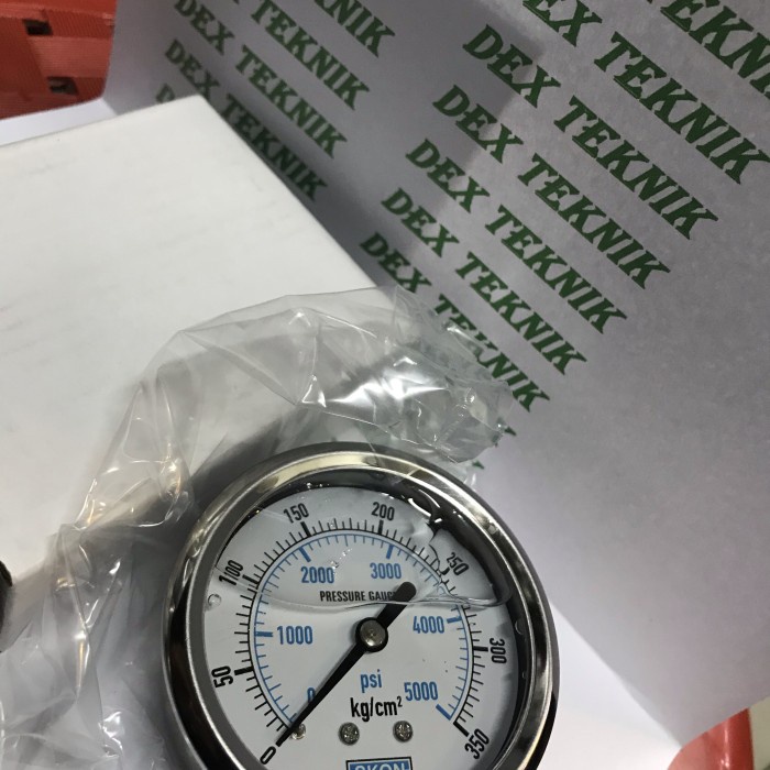 Pressure gauge 350 bar 2,5inch diameter kaca : 2 inch range