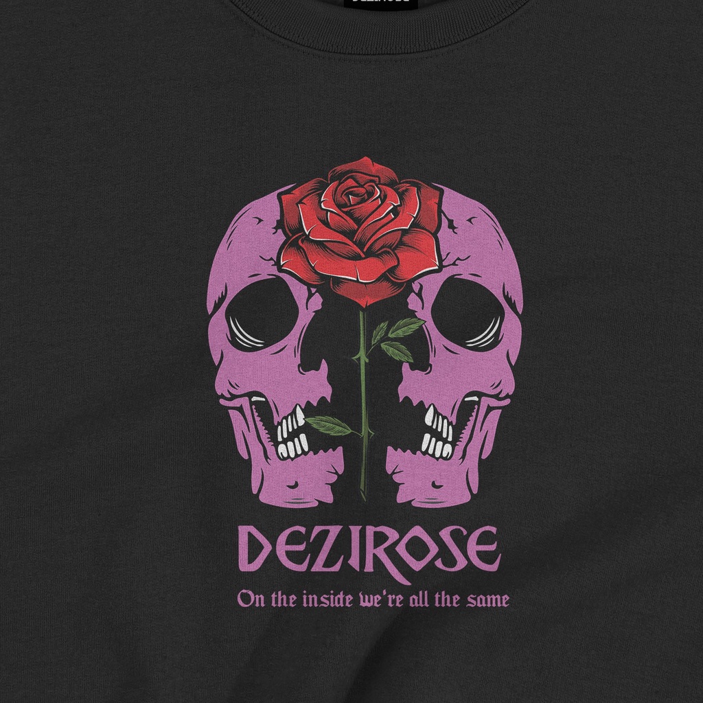 DEZIROSE Sweater Crewneck Rose Skull (Sablon) Size M-XXL ( Pria &amp; Wanita )