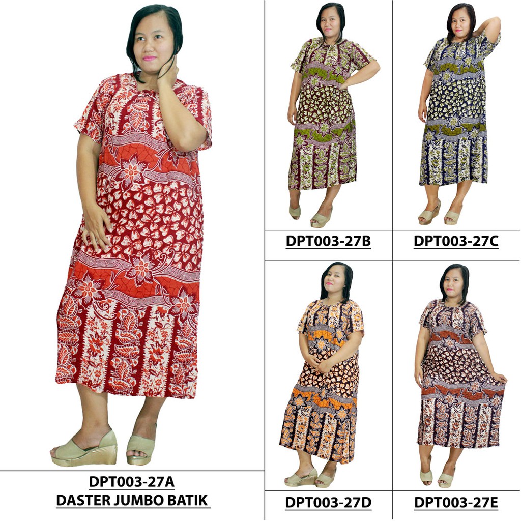 Daster Jumbo Lengan Pendek Batik Motif Bunga Leher Daster Jumbo Lengan Pendek Batik Motif Bunga Leher