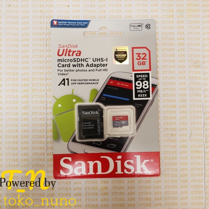 Memory Card Mmc Sandisk Ultra 32gb Speed 90mbps + Adaptor Original