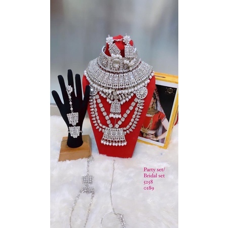 perhiasan kalung silver putih india exclusive india mewah nikah bollywood bugis