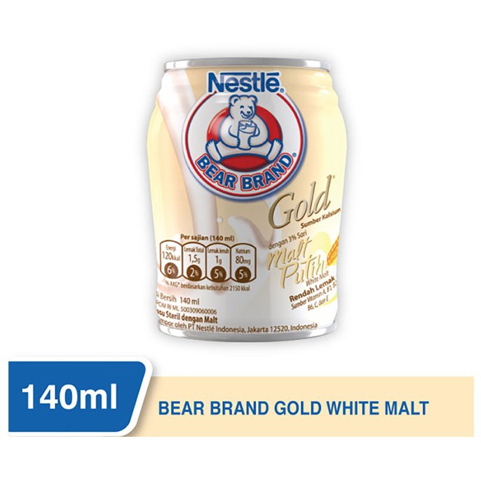 Susu Beruang Bear Brand Gold White Malt - 140 ml ( HARGA SATUAN )