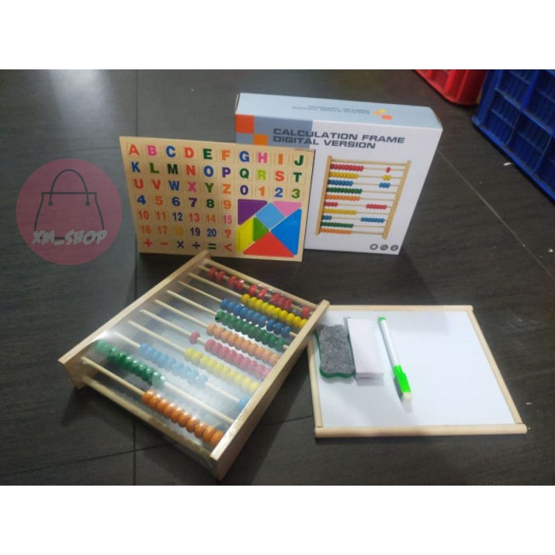 [BISA COD]SET 4IN1 EDUKASI SEMPOA KOMPLIT BLOK MAGNET PAPAN TULIS SET