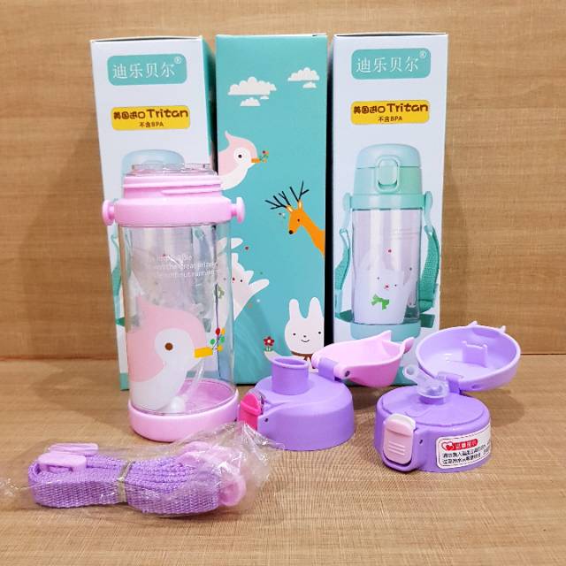 BOTOL AIR MINUM ANAK DILLER TRITAN 100% BPA FREE DUAL CAP