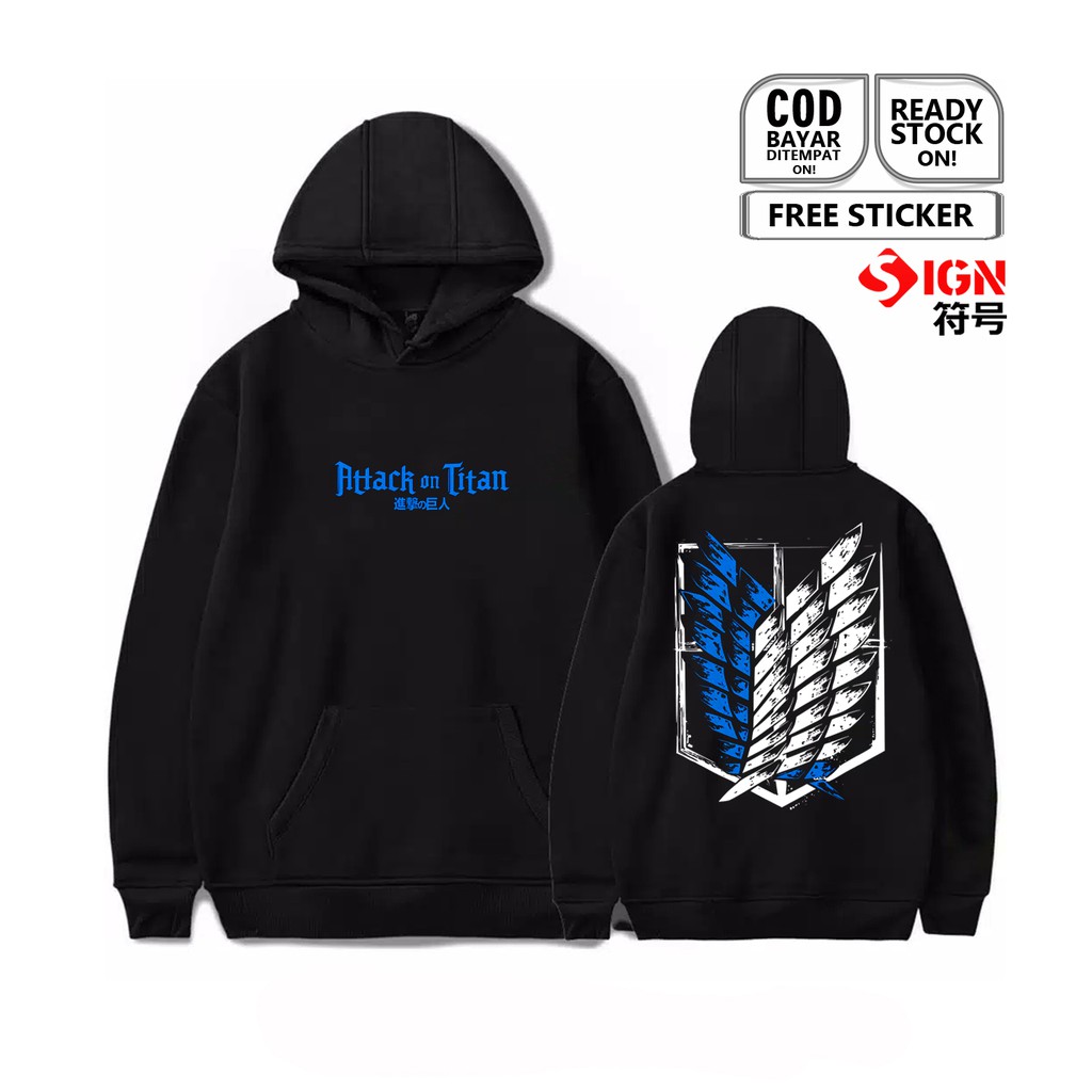 HOODIE SNK PASUKAN ATTACK ON TITAN SHINGEKI NO KYOJIN SCOUTING LEGION EREN YEAGER MIKASA ACKERMAN