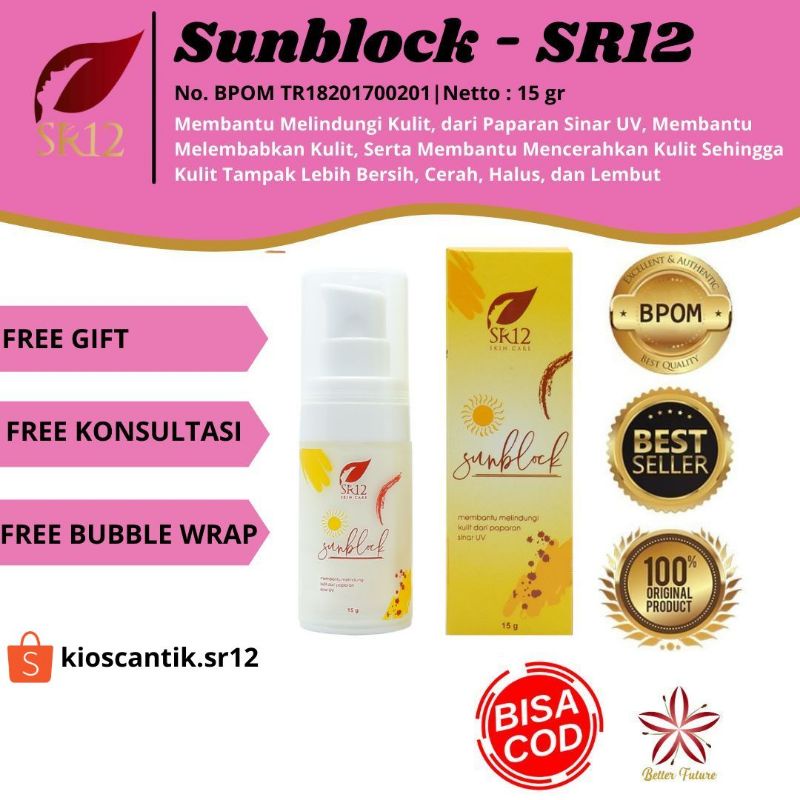 SR12 SUNBLOCK SPF 30 / PENCERAH WAJAH /PELEMBAB / SUNSCREEN / PELINDUNG KULIT / TABIR SURYA