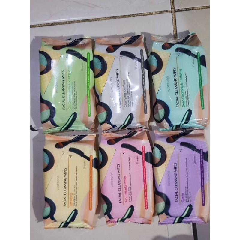 watsons facial cleansing wipes isi 20s / tissue pembersih wajah watsons