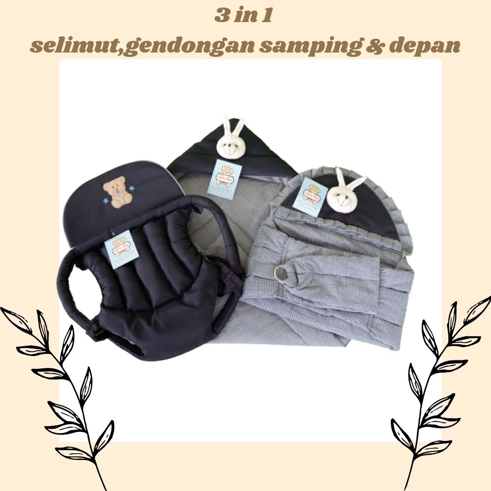 set 3 in 1 gendongan samping gendongan depan dan selimut termurah