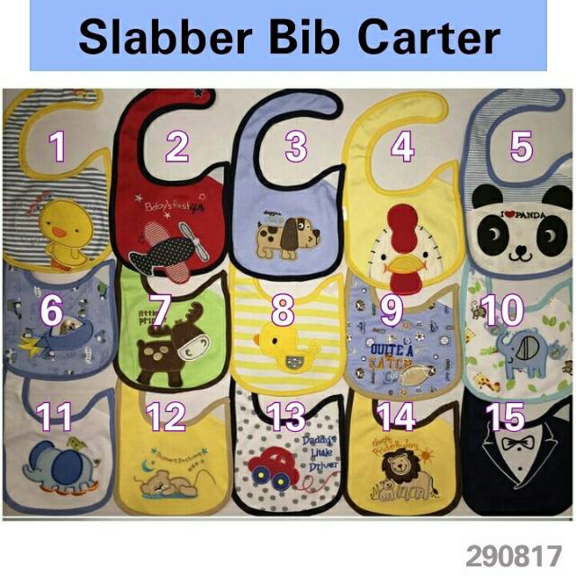 Slabber Celemek Bayi Bib Carter Cattel Love Aneka Motif