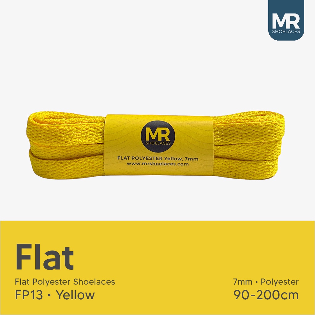 Original MR Shoelaces FP13 Kuning Yellow Tali Sepatu Pipih Flat 7mm 90cm-200cm Polyester Premium Shoelaces