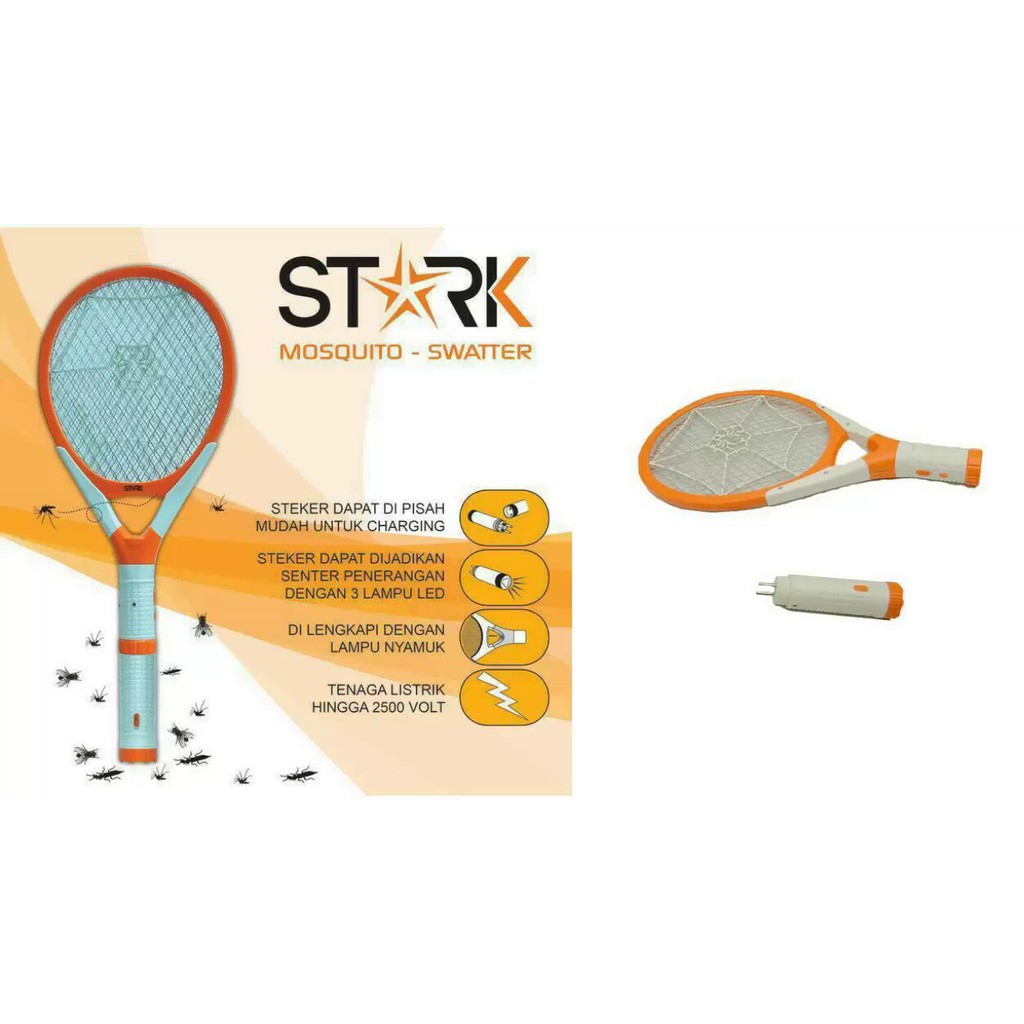 Stark Raket Nyamuk STK-002 3 in 1 - 2500 Volt - Orange