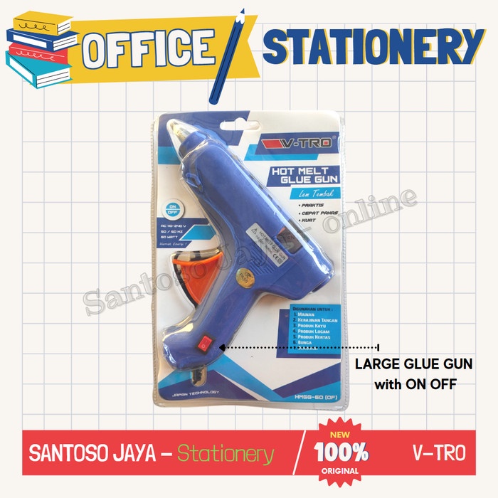 

Glue Gun V-TRO Hot Melt Besar - Alat Lem Tembak- Bakar HMGG-60 60 Watt