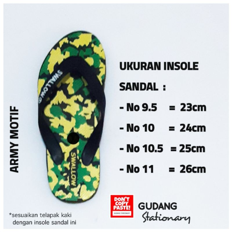 Sandal Jepit Dewasa Army Motif SWALLOW