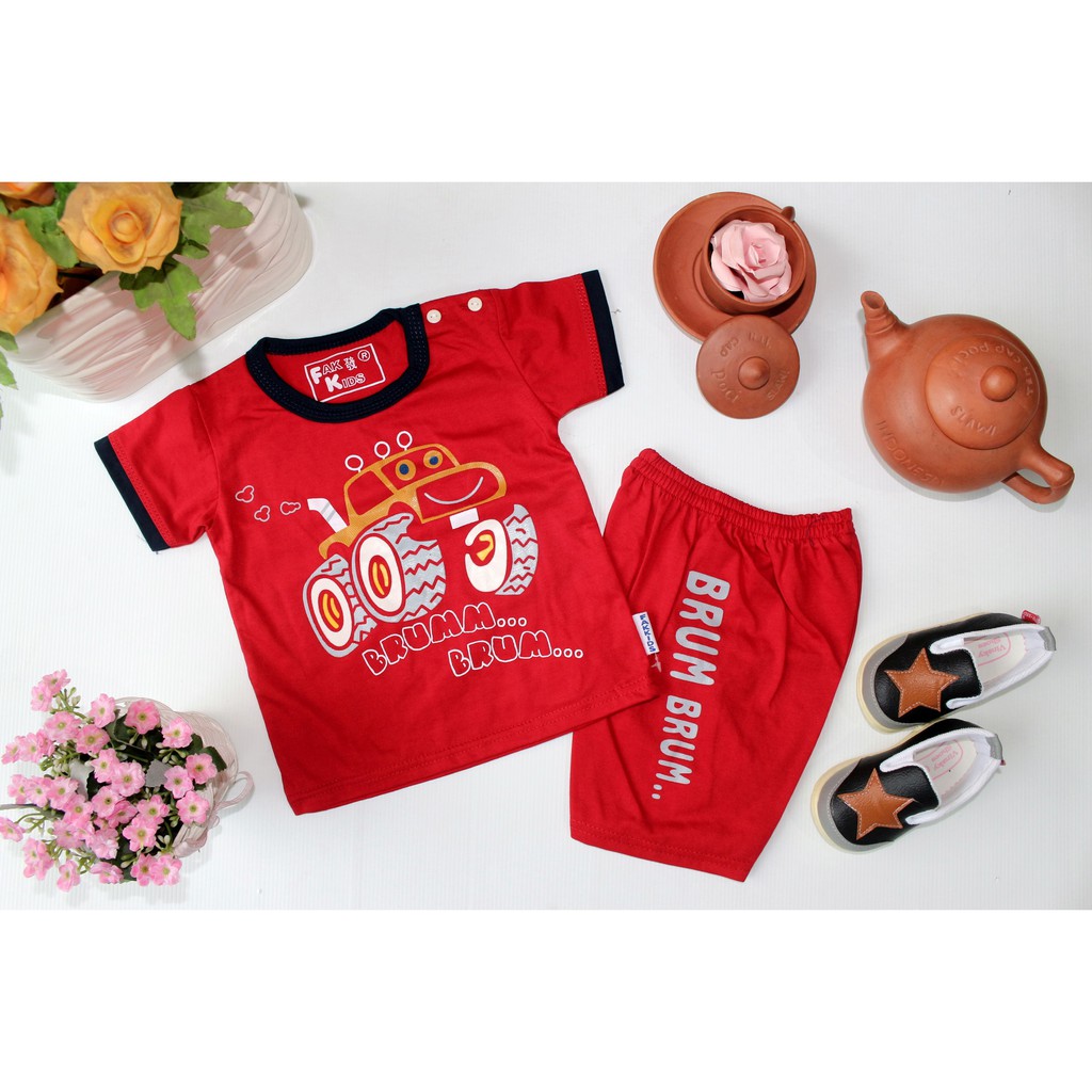 Baju Setelan Anak Laki-laki Gambar Mobil