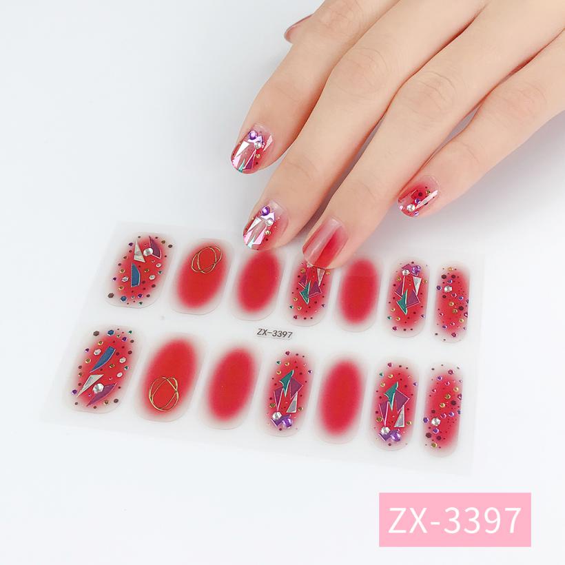 Stiker Kuku 3d Motif Berlian / Mutiara Warna Gradasi Tahan Air Untuk Nail Art / Manicure DIY