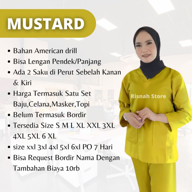 Seragam Medis Oka Ok Onemed Lengan Pendek Size XL XXL Pakaian Baju Kerja Pria Wanita Bahan American 