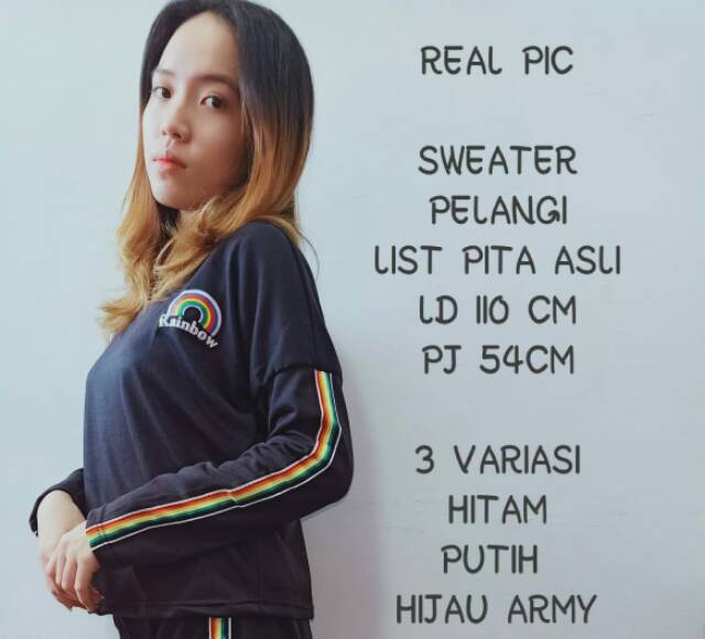 Sweater Pelangi / Rainbow [ List Asli + Sablon Timbul ]