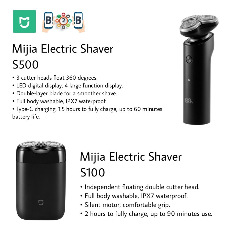 Mijia Electric Shaver S100 / S500 3 Head Alat Cukur Kumis Elektrik